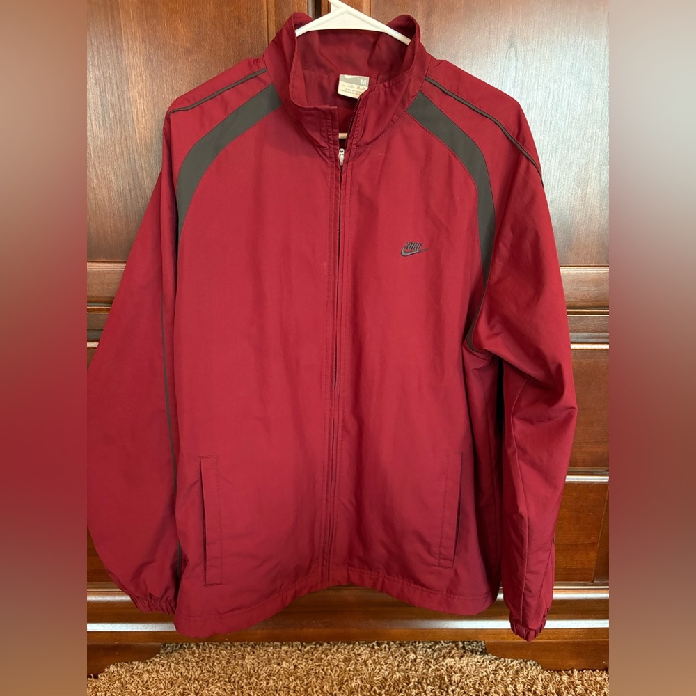 Nike Red Windbreaker Jacket with Charcoal Accents